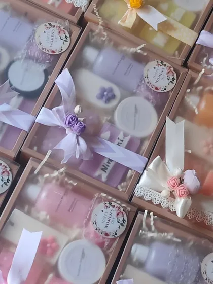 More of the custom Women's Day gift boxes, showing the consistent quality and beautiful presentation for a bulk order.