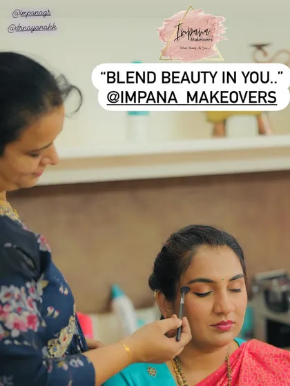 Here I am, in my element, applying eyeshadow for a client. My goal is always to 'Blend Beauty in You', and in my courses, I share these exact professional application techniques so you can master them for yourself.