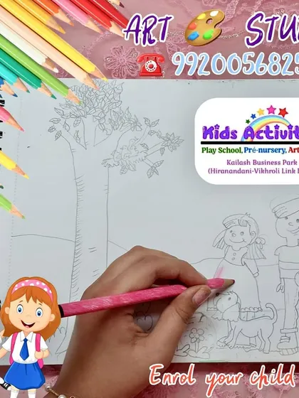 Our art studio is a campus for creative coaching, where we help children develop essential life skills through engaging art modules. Here, a student is learning the fundamentals of drawing and sketching.