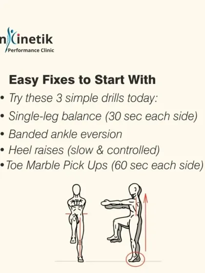 You can start building stronger, more stable ankles today with these simple drills. Try 30 seconds of single-leg balance on each side, banded ankle eversion, and slow, controlled heel raises.