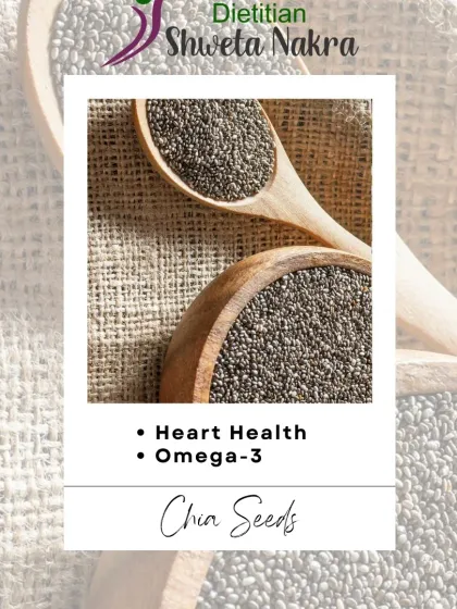 Chia seeds are a superfood for heart health because they are packed with Omega 3 fatty acids. Soaking them and adding them to your drinks or meals is an easy way to care for your heart.