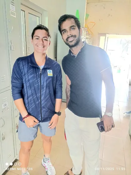 Our coach with champion Riya Sachdeva. We are there with our players every step of the way, providing guidance and support during their tournament journeys.