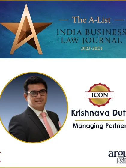 I am honored to be recognized as a 'Legal Icon' in the India Business Law Journal's A-List 2023-2024. This acknowledgment is a reflection of our firm's collective dedication to providing insightful and impactful legal counsel to our clients.