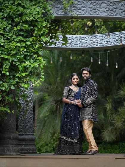 A full view of the stone gazebo, a majestic and popular backdrop for all types of photoshoots.
