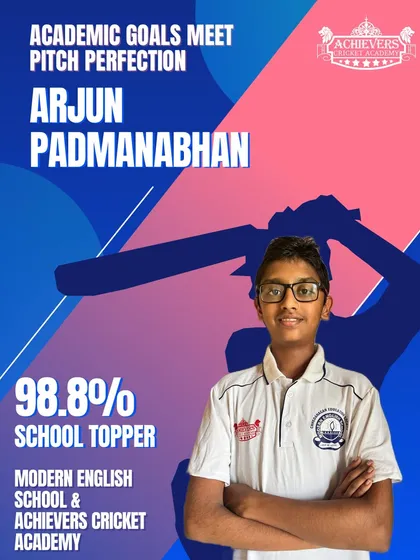 At our academy, we build champions on and off the field. We're just as proud of Arjun Padmanabhan for topping his school with 98.8% as we are of any match-winning performance.