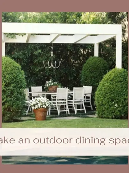 A pergola is an ideal structure for creating a dedicated outdoor dining area. It provides a sense of enclosure and allows for features like a hanging chandelier, making alfresco meals feel like a special occasion.
