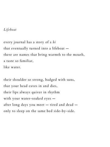 'Lifeboat'. A poem about the names and relationships that become our refuge.