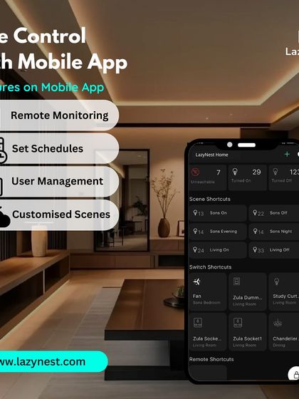 Our mobile app is your home's command center. It allows for remote monitoring, setting schedules for appliances, managing user access, and creating customized scenes.