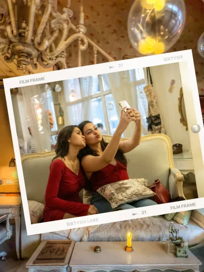 Bestie goals. Every corner here tells a story, and every selfie captures a dream. I love seeing friends making memories in our vintage Parisian cafe.