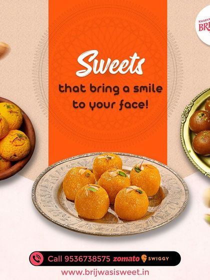 Sweets that bring a smile to your face. This image displays a variety of my Ladoos, including Motichoor and Besan, perfect for any happy occasion.