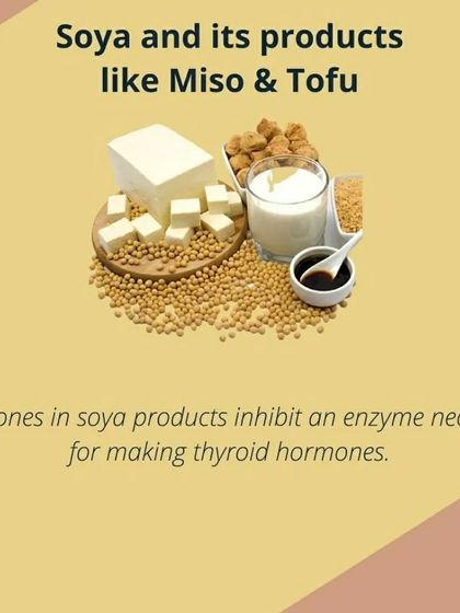 Soya products like tofu contain isoflavones, which can inhibit an enzyme needed for making thyroid hormones. It's best to limit these if you have hypothyroidism.