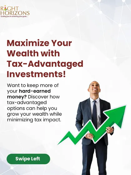 The introductory slide for our guide on maximizing wealth with tax-advantaged investments. It visually represents growth with an upward-trending arrow, encouraging users to learn how to keep more of their hard-earned money.