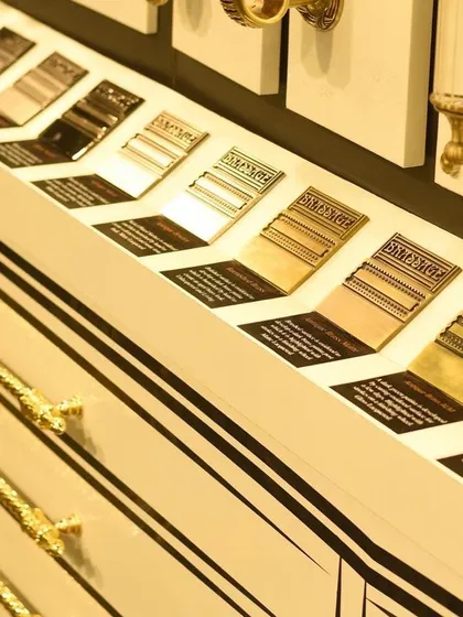A display of my finish samples at the Acetech exhibition. This interactive setup allows potential clients to see and touch the different textures and tones, helping them make informed decisions for their projects.