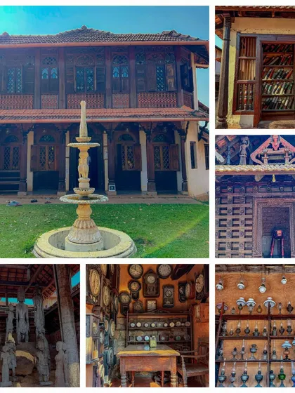 The intricate woodwork and architecture preserved at the Hasta Shilpa Heritage Village in Manipal.
