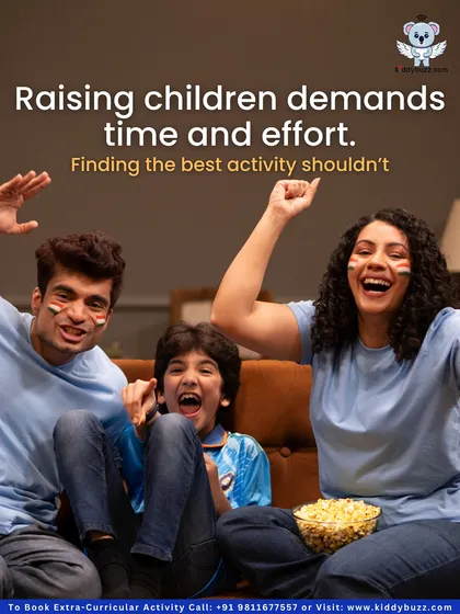 Raising children demands time and effort. Finding the best activity shouldn't. This image of a happy family watching a game captures the joy we want to bring back to parenting.