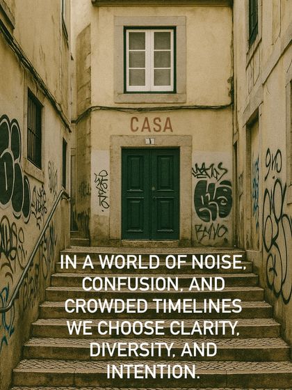 An image of a street in Lisbon, connecting the global dots. The text speaks to our mission of bringing clarity and diversity to a crowded music scene.