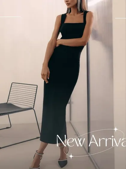 The Luca dress, styled for a chic, modern look. Its simplicity makes it a perfect canvas for bold accessories.