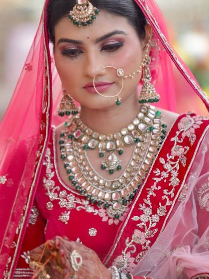 A candid shot of the bride during her wedding ceremony. The soft, natural makeup looks beautiful in the daylight.