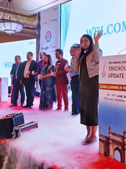 A product launch is a huge moment for a brand, and the stage needs to reflect that. Here I am kicking off the launch for IPCA's new haircare line, Keraglo. I ensure the presentation is seamless, professional, and creates the right buzz for the big reveal.