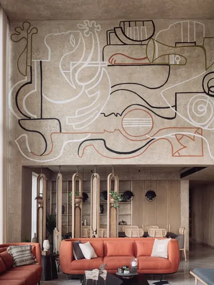 A duplicate image of the mural in its architectural context.