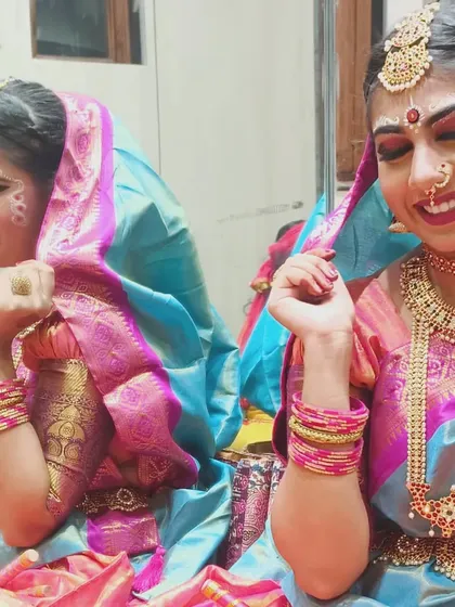 Hare Krishna! My student beautifully captures the shy and loving expression of Radha. The makeup and costume enhance the character, but the emotion comes from within.