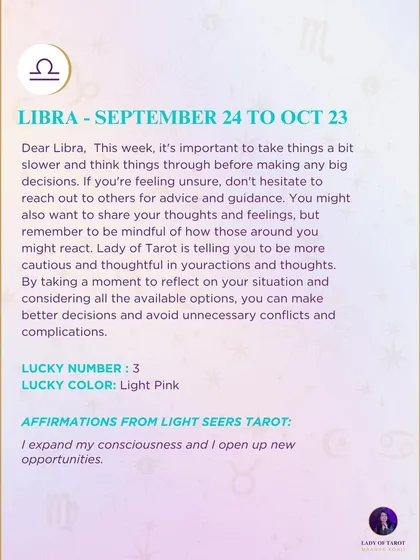 This week's tarot guidance for Libra. It's important to take things a bit slower and think things through. Reach out to others for advice and guidance if you feel unsure.
