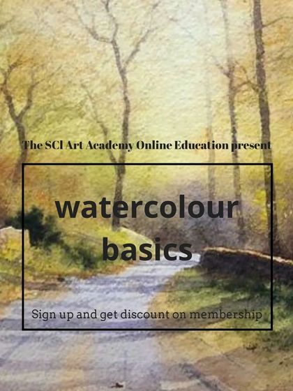 A poster for our online watercolor basics course, perfect for those starting their artistic journey.