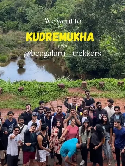 A collage showing our group at the start of the Kudremukha trek.