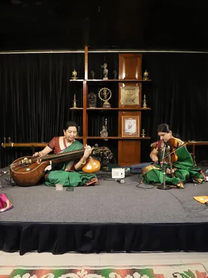 A full stage view of my memorial concert. I often perform with an all-women ensemble of co-artists, bringing a different and wonderful energy to the stage.