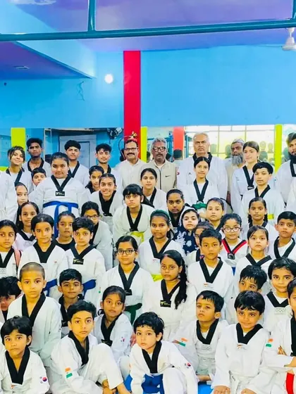 A full house at the dojang. This group photo captures the energy and diversity of our students, all united by their passion for Taekwondo.