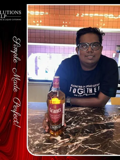 Another member of our team at the William Grant's Whiskey event, showcasing the featured spirit.