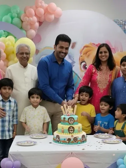 A beautiful multi-generational family photo at a Paw Patrol themed birthday. My goal is to create a backdrop that makes every photo a cherished memory.