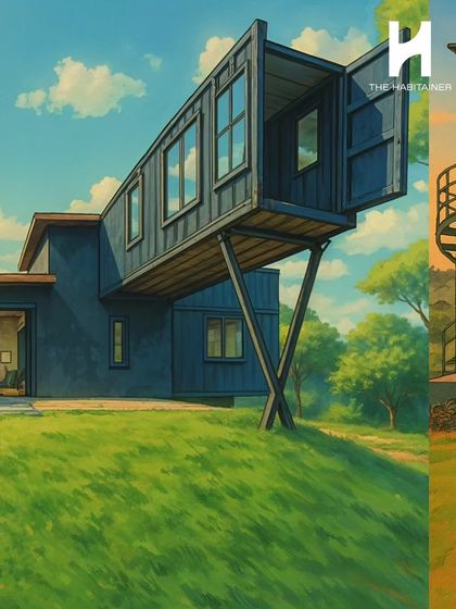 This conceptual artwork imagines a dramatic cantilevered container home, showcasing the bold architectural possibilities that inspire my work.