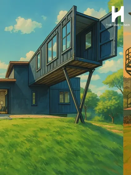 This conceptual artwork imagines a dramatic cantilevered container home, showcasing the bold architectural possibilities that inspire my work.