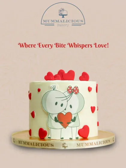 Where every bite whispers love. This cute Valentine's cake with an adorable cartoon couple is perfect for celebrating your special someone.