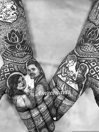 A black and white version of the portrait design, emphasizing the artistry of the shading and fine lines.