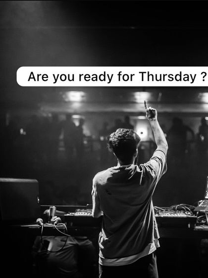 "Are you ready for Thursday?" A powerful black and white shot from behind the decks at Sunburn, getting the crowd hyped for the night ahead.