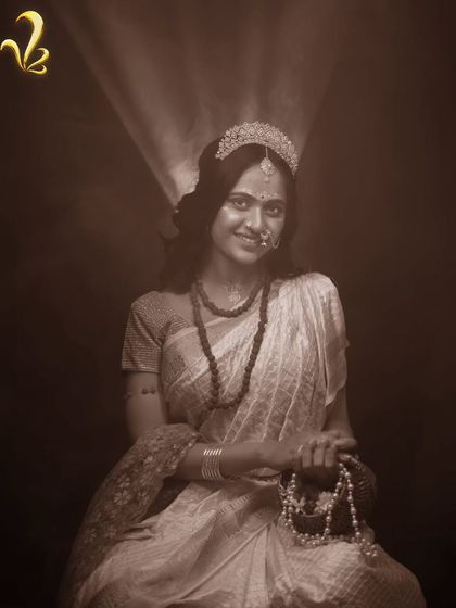 A serene portrait from the Brahmacharini shoot. The soft focus and monochromatic tones, paired with simple jewellery, create a contemplative mood, reflecting the inner journey of self-discovery that I believe is part of every woman's story.