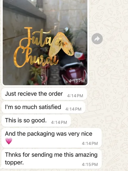 "Just recieve the order. I'm so much satisfied. This is so good. And the packaging was very nice." I'm so happy to hear that the "Juta Churai" topper and its packaging were a hit!