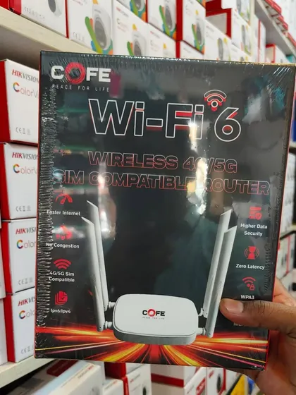 For fast and reliable internet, I install modern routers like this COFE Wi-Fi 6 model. It's also compatible with 4G and 5G SIM cards, making it a great solution for locations without a broadband connection.