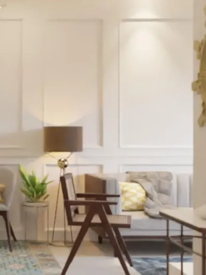 This 3D visualization showcases a seamless open-plan living and dining area. Using digital renders allows me to perfect the layout, lighting, and furniture placement, ensuring the client and I are perfectly aligned on the vision.