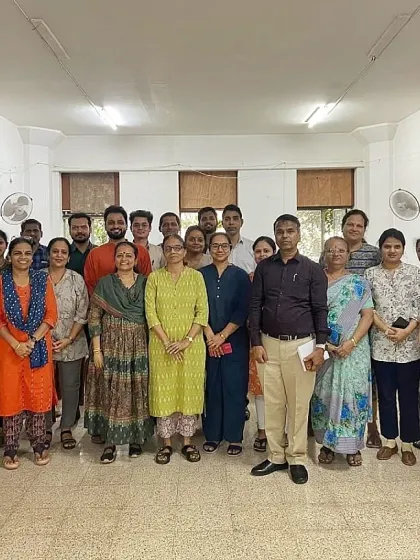 A group photograph with the participants from our corporate wellness session at National Insurance, Mumbai. We foster a sense of community and shared purpose in our workshops, creating a positive and supportive environment for learning.