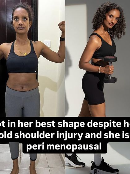This client got into her best shape despite an old shoulder injury and being perimenopausal. We worked together to create a plan that was safe, effective, and tailored to her body's specific needs, proving that limitations can be overcome with the right guidance.