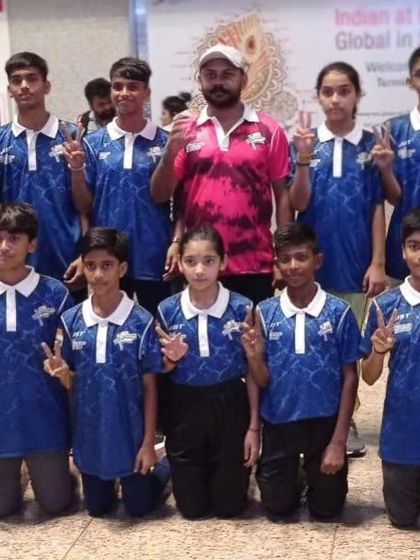 The Indian Cadet team in their official tracksuits, ready for international competition. We are honored to have our student among them.