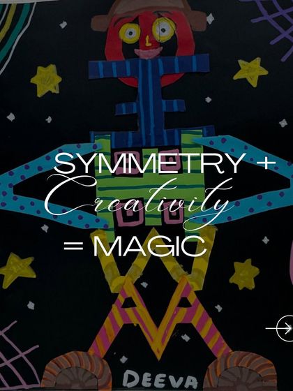 "Symmetry + Creativity = Magic." This image perfectly captures the goal of our name art project, where students learn design principles while having fun.