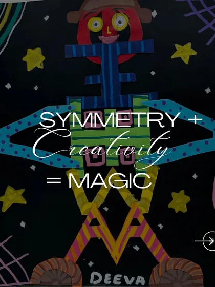 "Symmetry + Creativity = Magic." This image perfectly captures the goal of our name art project, where students learn design principles while having fun.