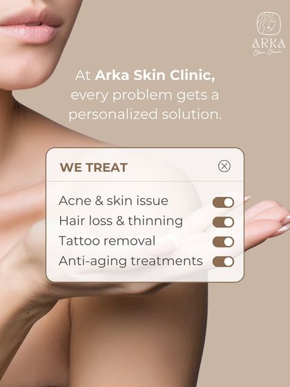 This graphic shows a snapshot of the issues I treat. From acne and hair loss to anti-aging and tattoo removal, I offer a personalized solution for every problem.