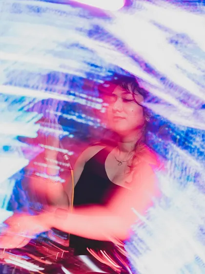 An abstract shot capturing the movement and color of a wild night. My sets are a sensory experience, combining sound with the dynamic lighting of the club.