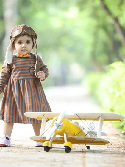 Ready for takeoff. This complete aviator costume and prop set is just one example of how I create immersive, story-driven photoshoots for children.