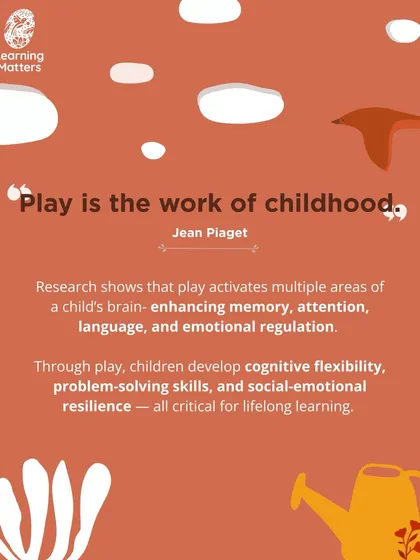 "Play is the work of childhood." This famous quote by Jean Piaget is a guiding principle for us. Research shows play activates multiple brain areas, enhancing memory, attention, and emotional regulation.